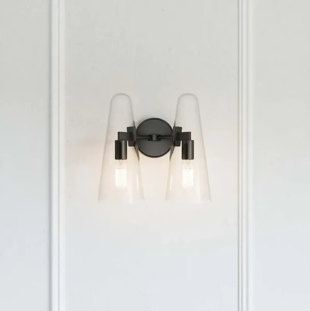 Beacon 2-Light Wall Sconce by Modway Clear Black