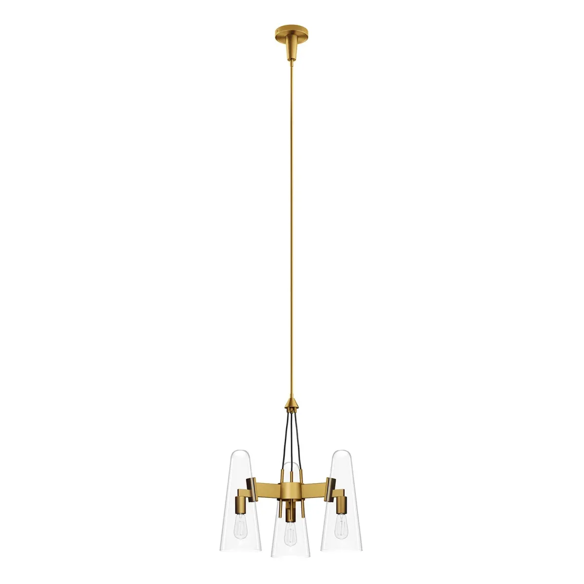 Beacon 3-Light Pendant Light by Modway Clear Satin Brass