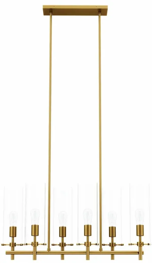 Skylark 6-Light Chandelier by Modway Clear Satin Brass