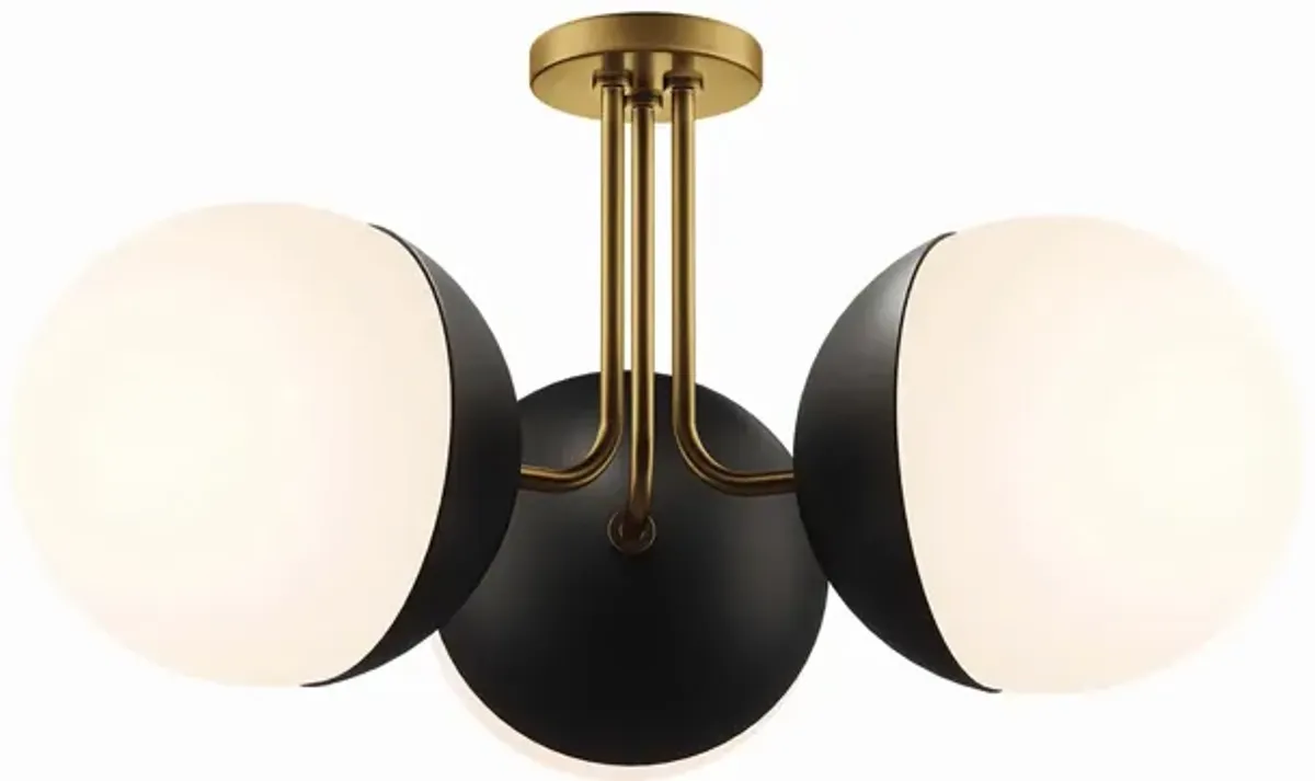 Stellar 3-Light Semi-Flush Ceiling Light by Modway Opal Satin Brass
