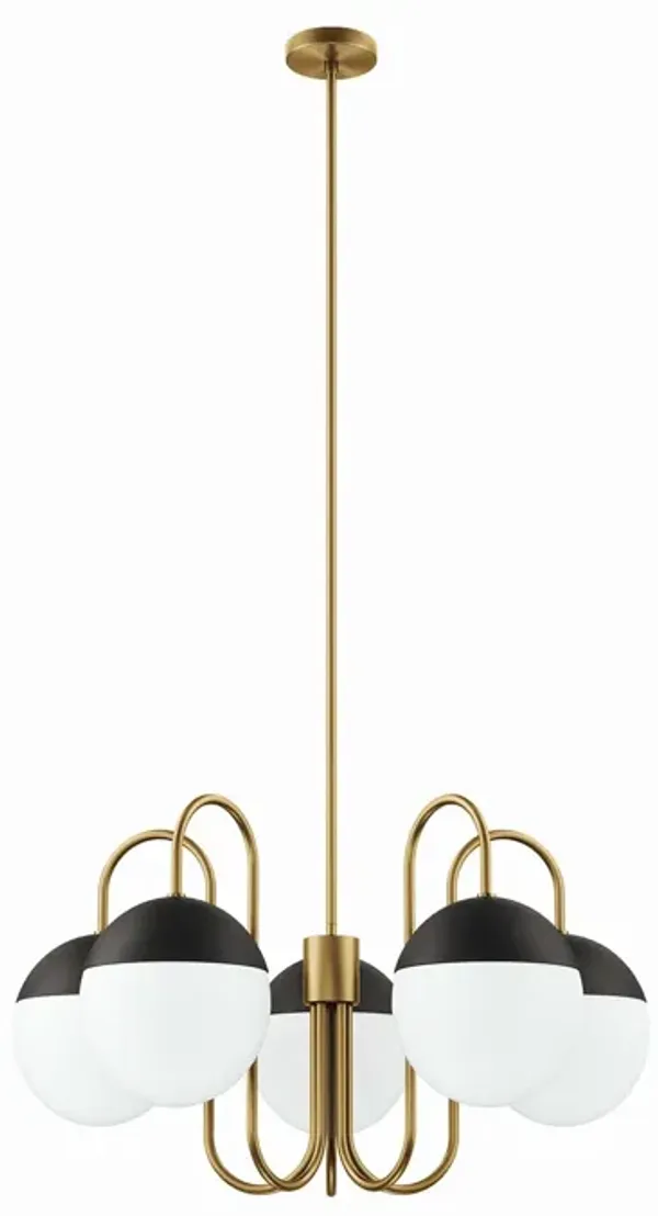 Stellar 5-Light Chandelier by Modway Opal Satin Brass