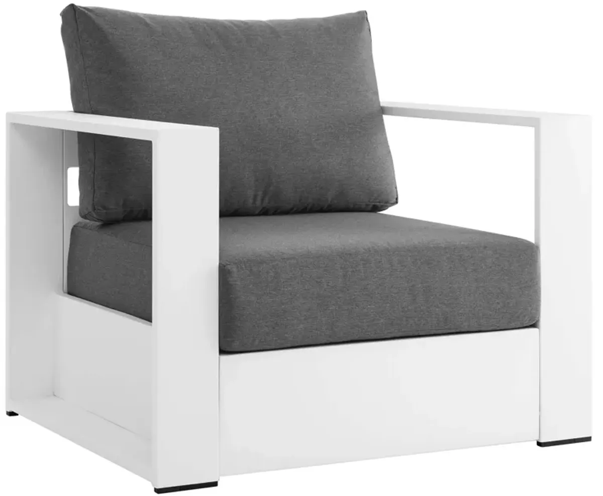 Tahoe Outdoor Patio Powder-Coated Aluminum Armchair by Modway White Charcoal