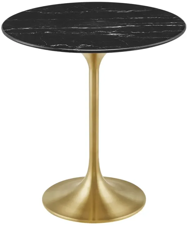 Lippa Round Artificial Marble Side Table by Modway 20" / Gold Black