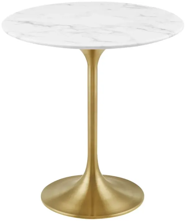 Lippa Round Artificial Marble Side Table by Modway 20" / Gold White