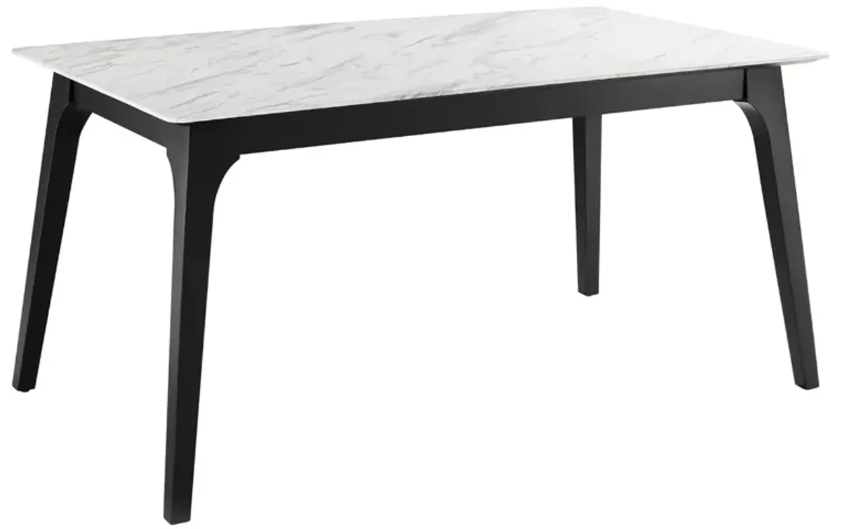 Juxtapose 63" Rectangular Performance Artificial Marble Dining Table by Modway Black White