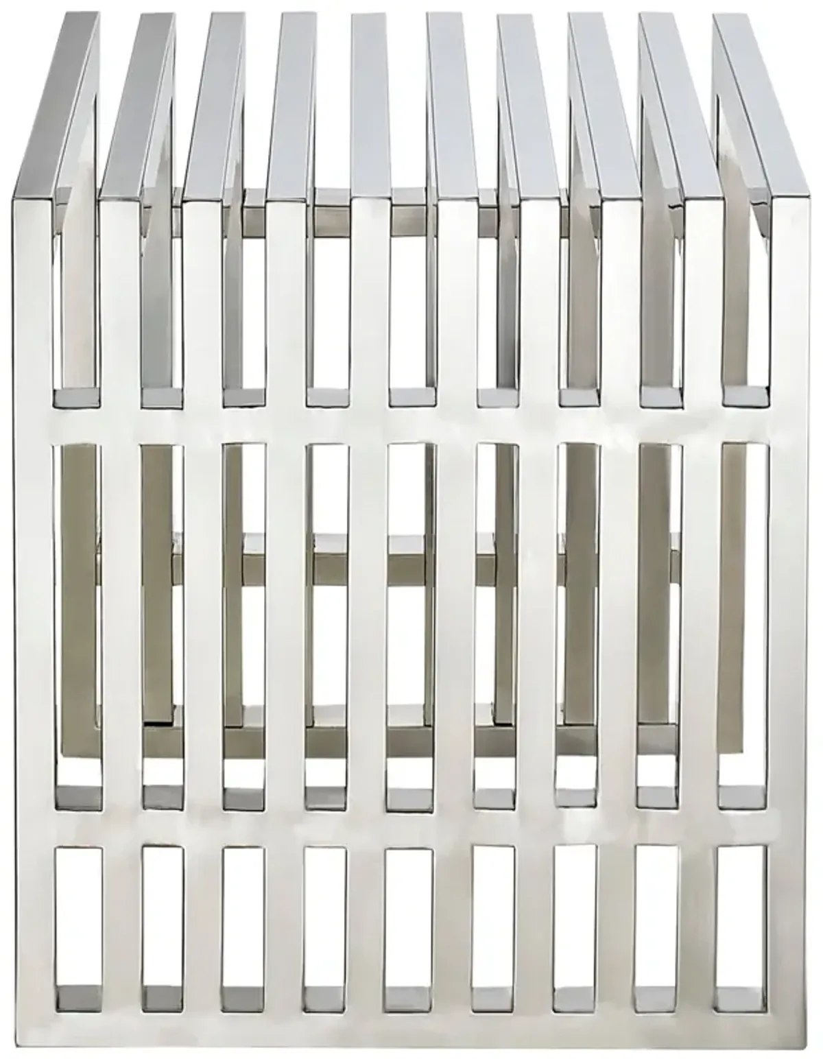 Gridiron Small Stainless Steel Bench by Modway Silver