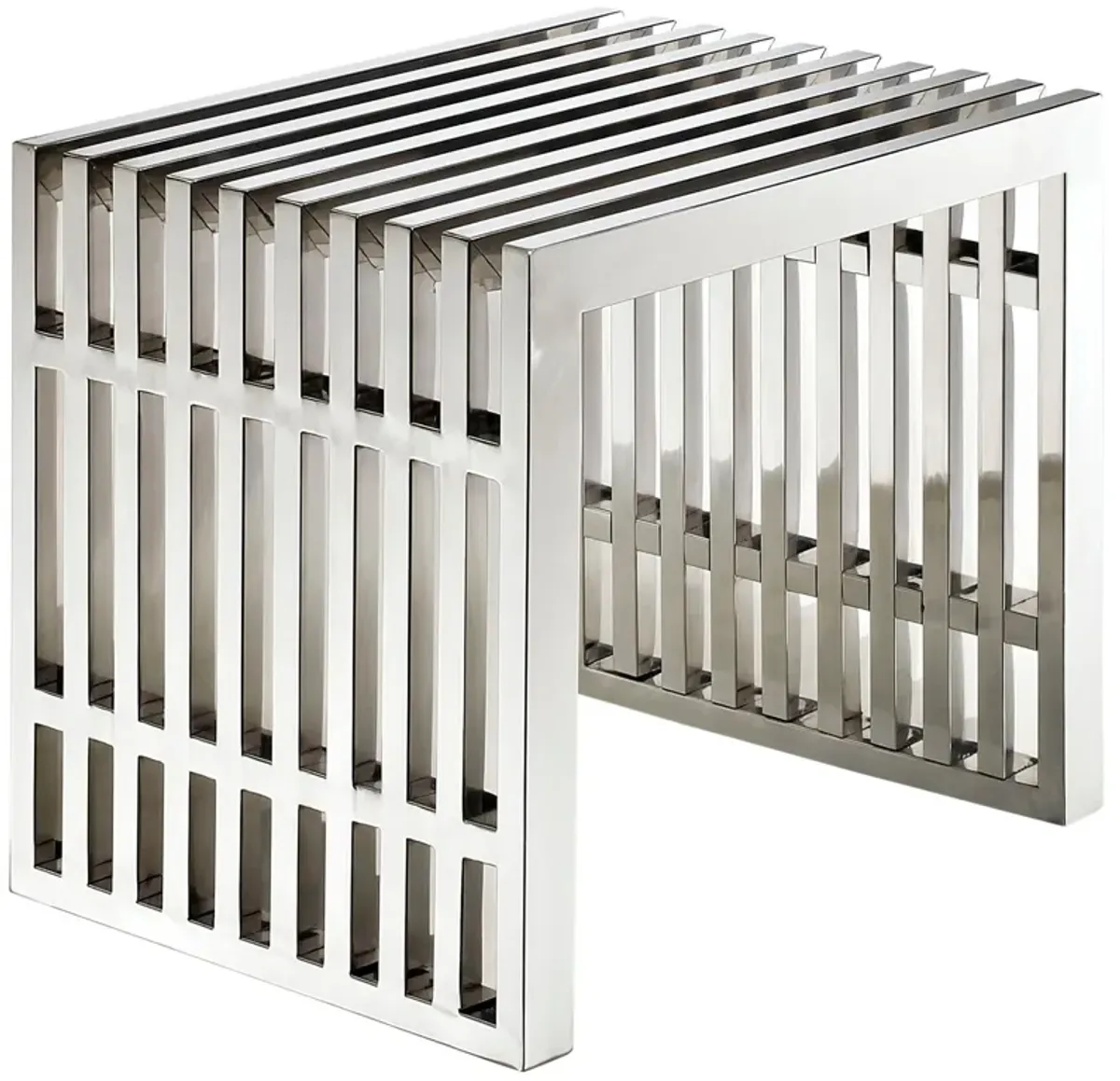 Gridiron Small Stainless Steel Bench by Modway Silver