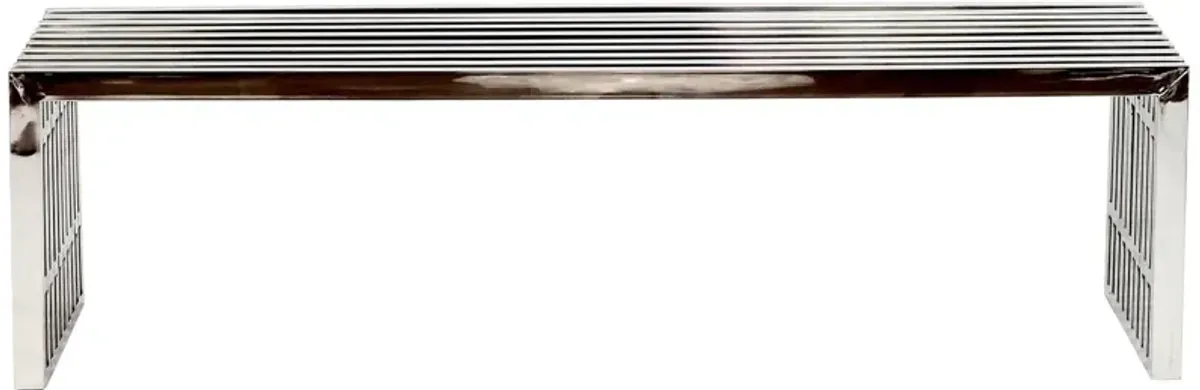 Gridiron Large Stainless Steel Bench by Modway Silver
