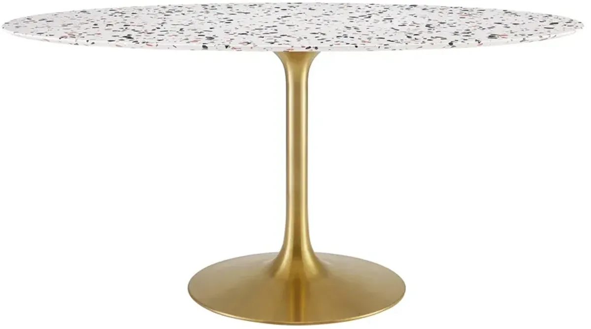 Lippa Oval Terrazzo Dining Table by Modway 60" / Gold White