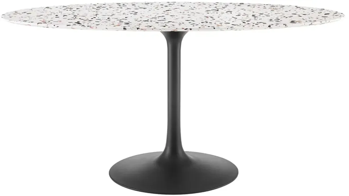 Lippa Oval Terrazzo Dining Table by Modway 60" / Black White