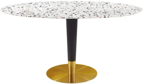 Zinque 60" Oval Terrazzo Dining Table by Modway Gold White