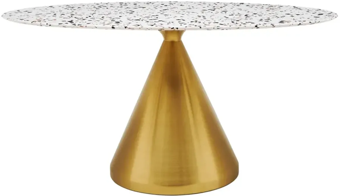 Tupelo 60" Oval Terrazzo Dining Table by Modway Gold White