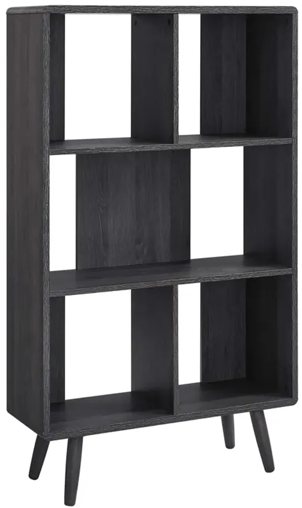 Transmit 5 Shelf Wood Grain Bookcase by Modway Charcoal