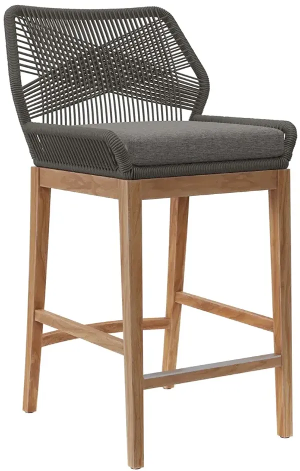Wellspring Outdoor Patio Teak Wood Bar Stool by Modway Gray Graphite