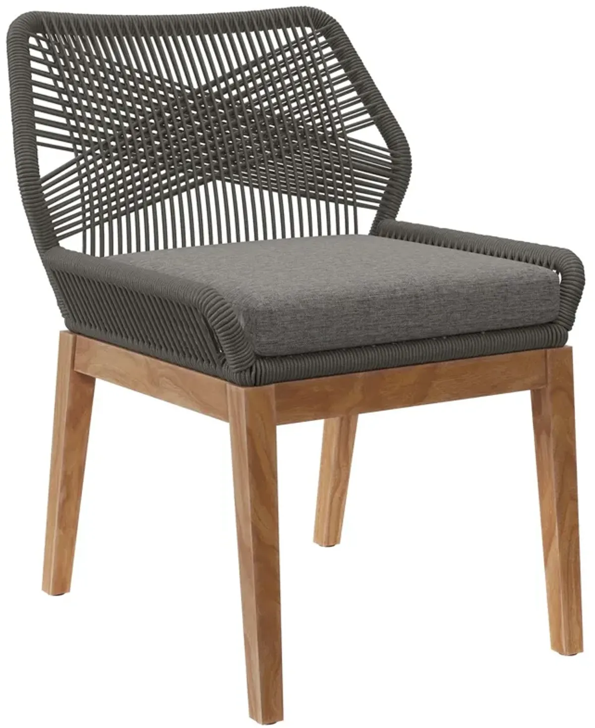 Wellspring Outdoor Patio Teak Wood Dining Chair by Modway Gray Graphite