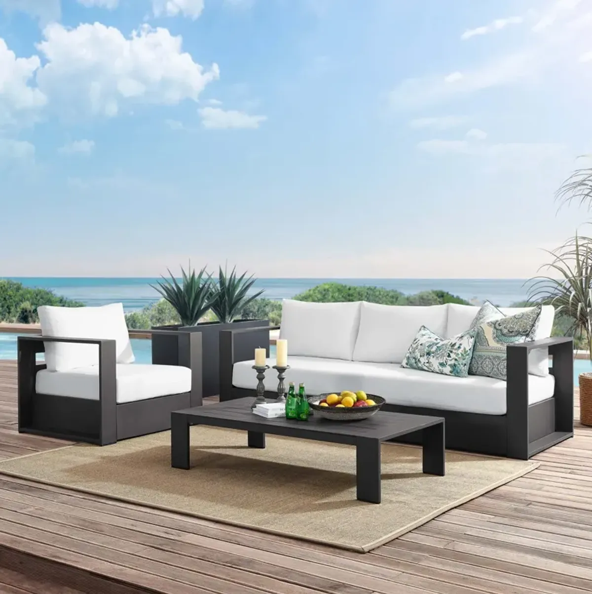 Tahoe 3-Piece Outdoor Patio Powder-Coated Aluminum Set by Modway