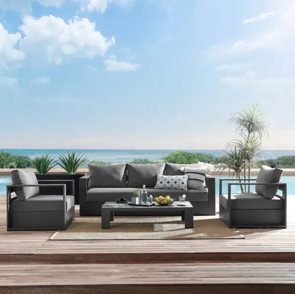 Tahoe 4-Piece Outdoor Patio Powder-Coated Aluminum Set by Modway White White