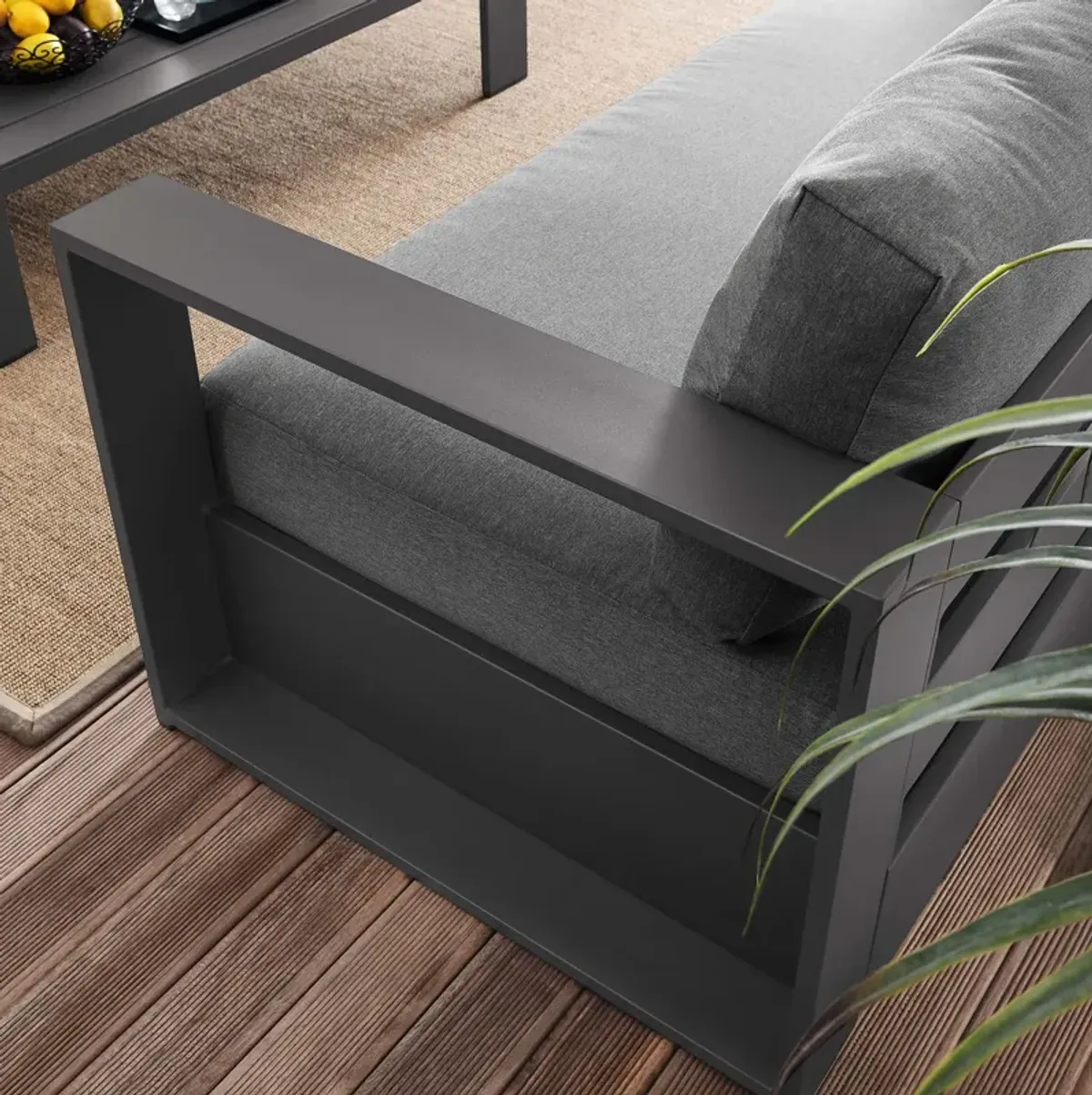 Tahoe 2-Piece Outdoor Patio Powder-Coated Aluminum Set by Modway Gray Charcoal