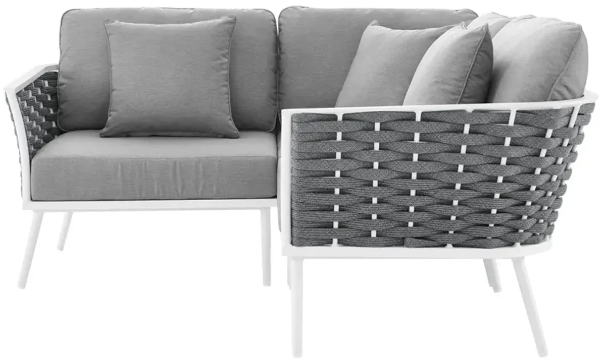 Stance Outdoor Patio Aluminum Small Sectional Sofa by Modway White Gray