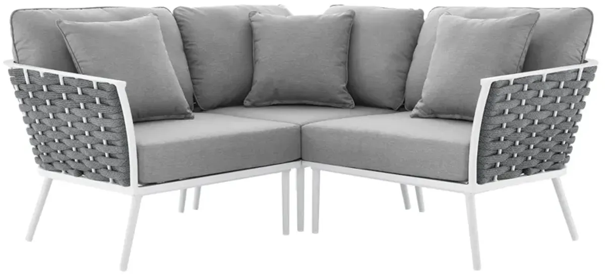 Stance Outdoor Patio Aluminum Small Sectional Sofa by Modway White Navy