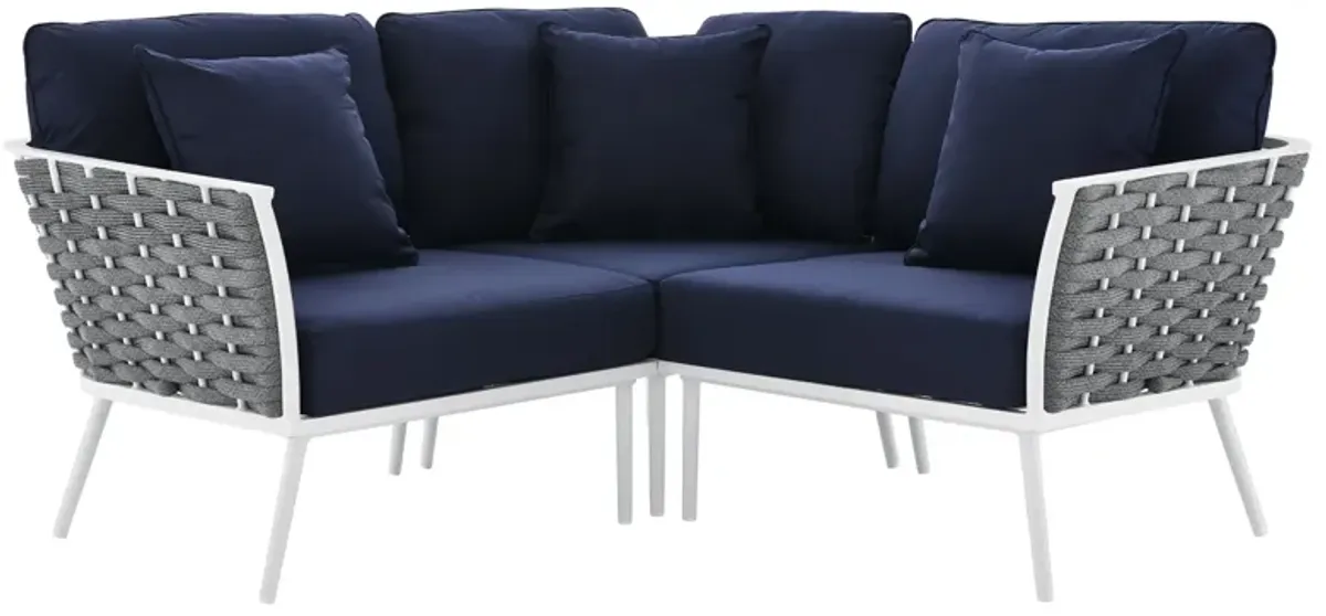 Stance Outdoor Patio Aluminum Small Sectional Sofa by Modway White Navy