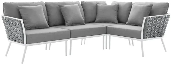 Stance Outdoor Patio Aluminum Large Sectional Sofa by Modway White Gray