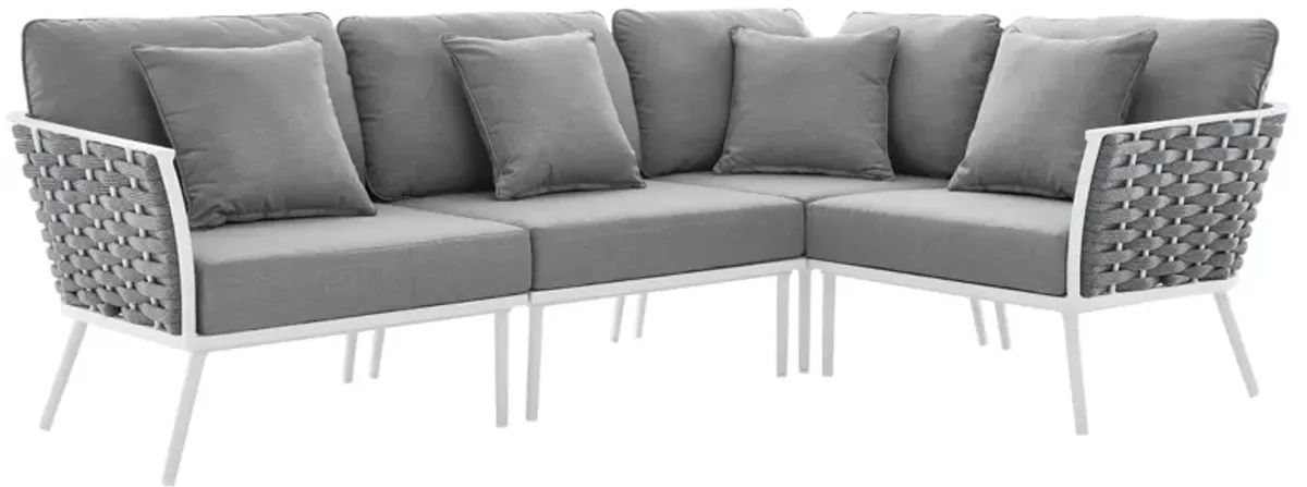 Stance Outdoor Patio Aluminum Large Sectional Sofa by Modway White Navy