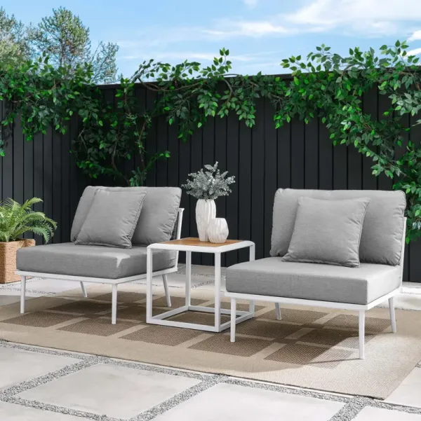 Stance 3 Piece Outdoor Patio Aluminum Set by Modway White Gray
