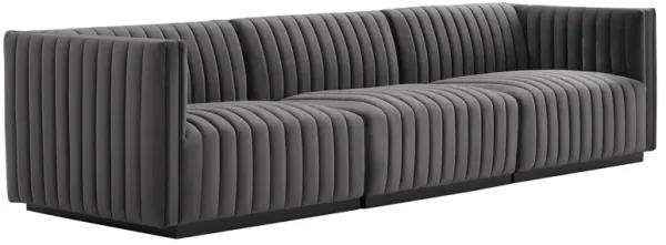 Conjure Channel Tufted Performance Velvet Sofa by Modway Black Gray