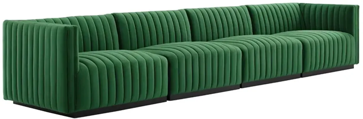 Conjure Channel Tufted Performance Velvet 4-Piece Sofa by Modway Black Gray