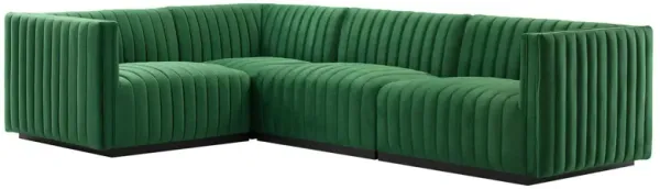 Conjure Channel Tufted Performance Velvet 4-Piece Sectional by Modway Black Emerald