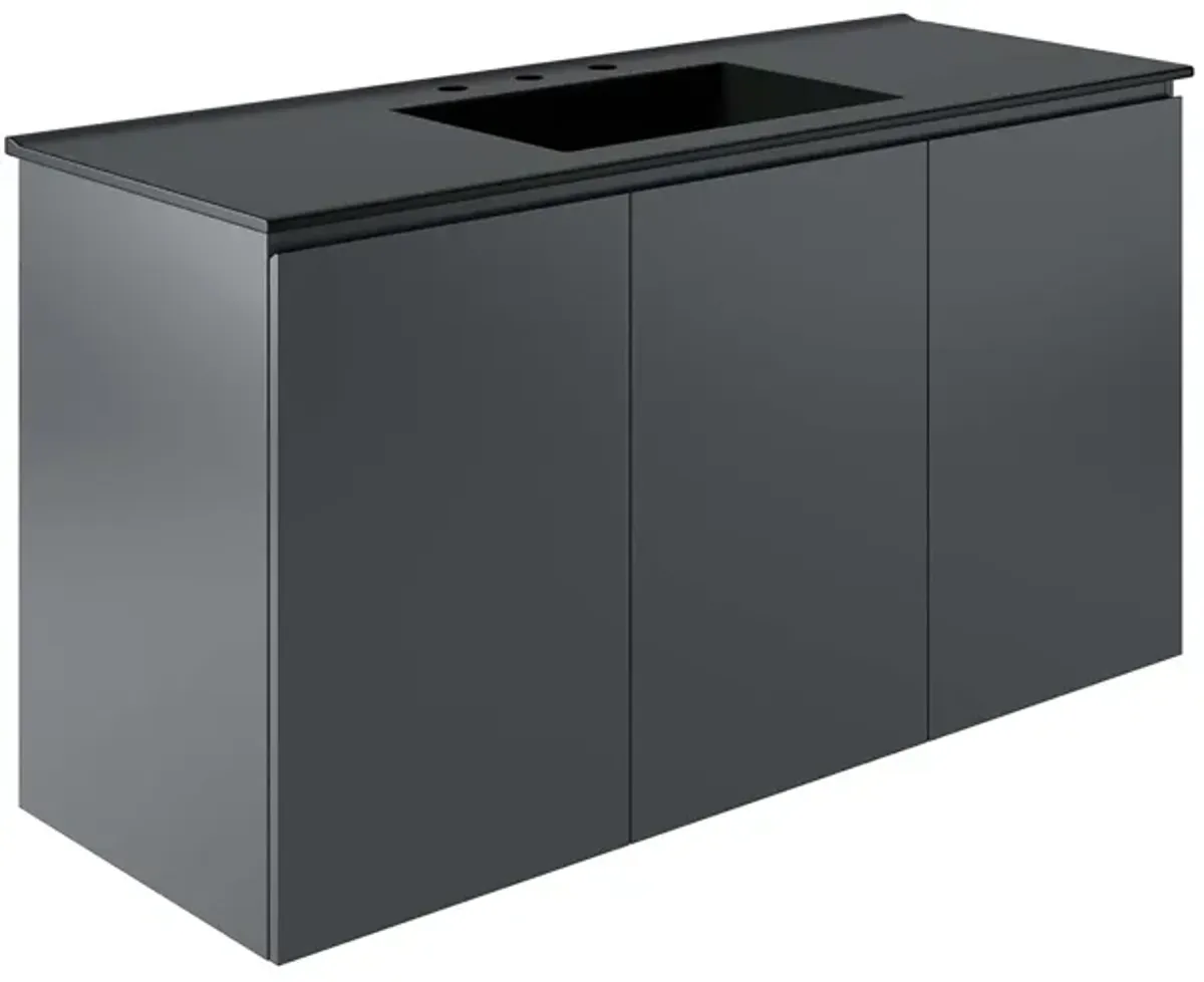 Bryn Wall-Mount Bathroom Vanity Basin Included by Modway 48" Single / Gray Black