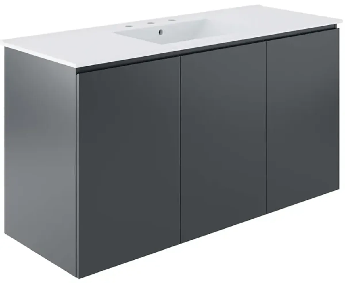 Bryn Wall-Mount Bathroom Vanity Basin Included by Modway 48" Single / Gray White