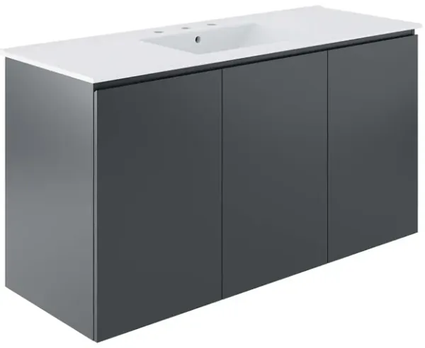 Bryn Wall-Mount Bathroom Vanity Basin Included by Modway 48" Single / Gray White