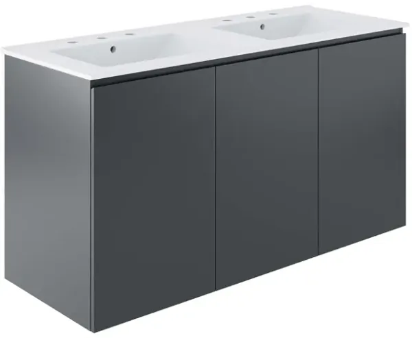 Bryn Wall-Mount Bathroom Vanity Basin Included by Modway 48" Double / Gray White