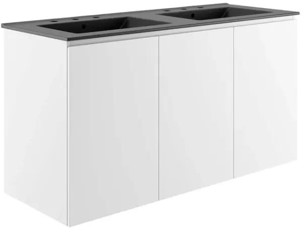 Bryn Wall-Mount Bathroom Vanity Basin Included by Modway 48" Double / White Black