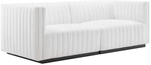 Conjure Channel Tufted Upholstered Fabric Loveseat by Modway Black White