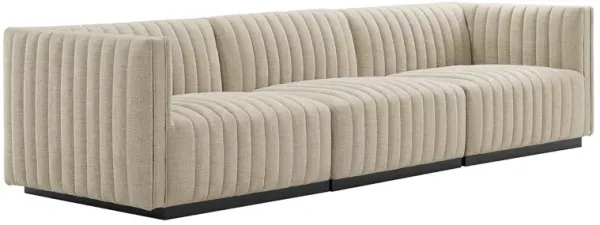 Conjure Channel Tufted Upholstered Fabric Sofa by Modway Black Beige