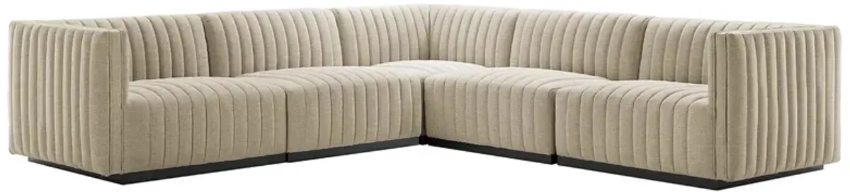 Conjure 5-Piece Channel Tufted Upholstered Fabric L-Shaped Sectional by Modway