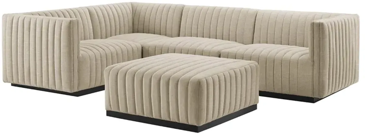 Conjure 5-Piece Channel Tufted Upholstered Fabric Sectional by Modway