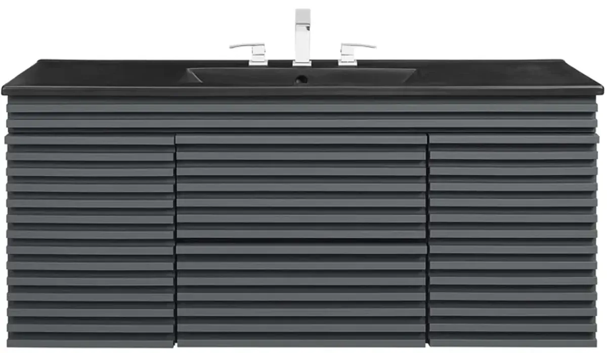 Render 48" Wall-Mount Bathroom Vanity Basin Included by Modway 48" Single / Gray Black