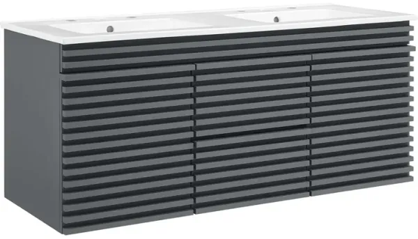 Render 48" Wall-Mount Bathroom Vanity Basin Included by Modway 48" Double / Gray White