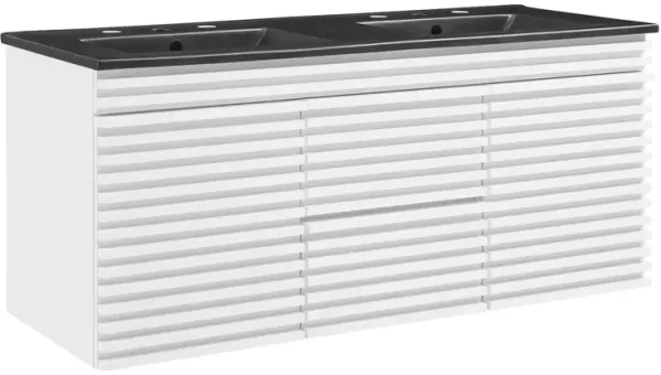 Render 48" Wall-Mount Bathroom Vanity Basin Included by Modway 48" Double / White Black