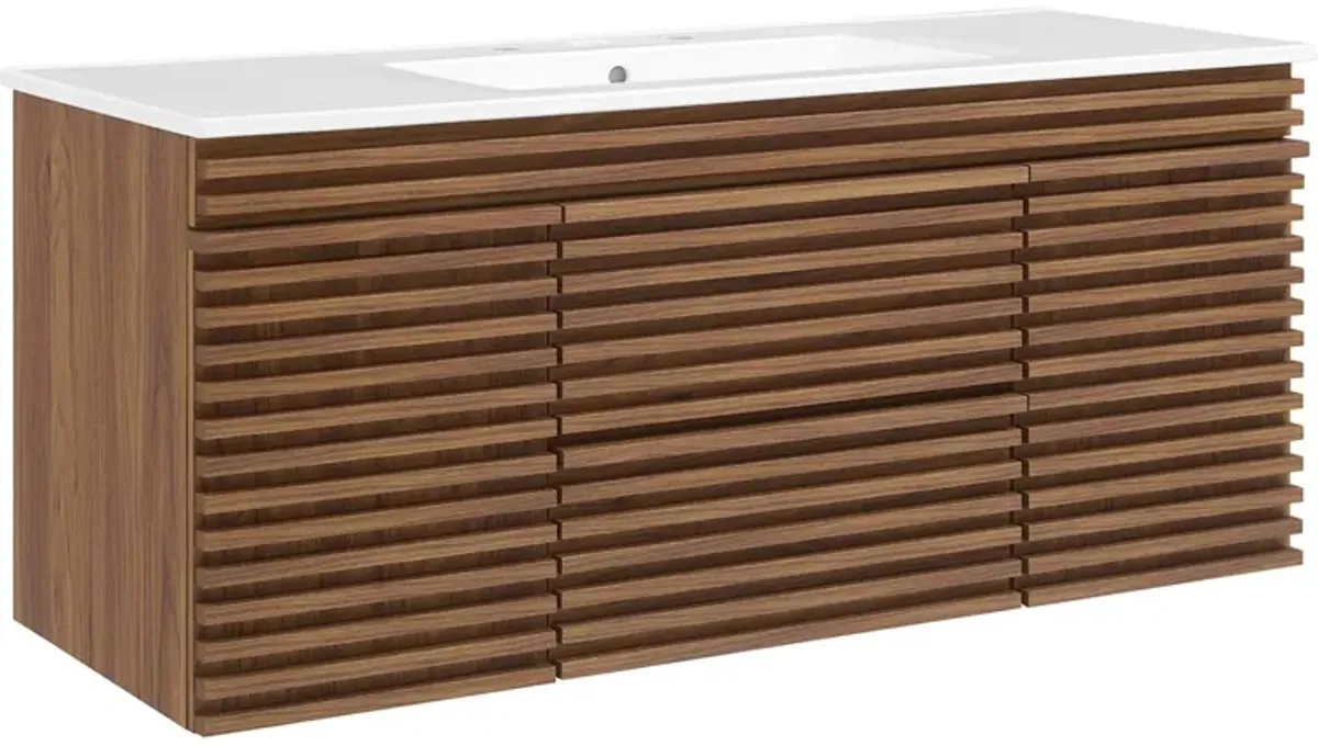 Render 48" Wall-Mount Bathroom Vanity Basin Included by Modway 48" Double / White Walnut Black