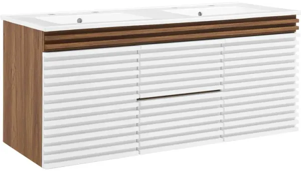 Render 48" Wall-Mount Bathroom Vanity Basin Included by Modway 48" Double / White Walnut White