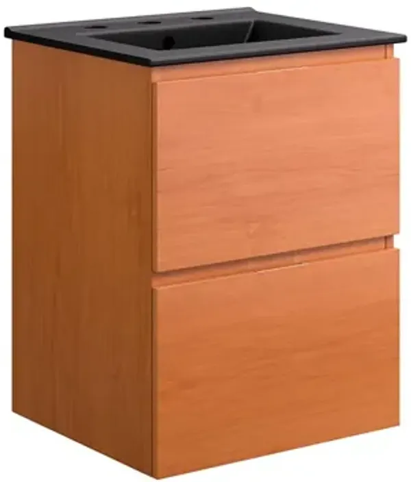 Scenic Wall-Mount Bathroom Vanity Basin Included by Modway 18" / Cherry Black