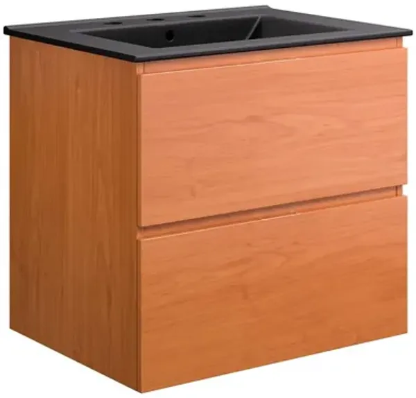 Scenic Wall-Mount Bathroom Vanity Basin Included by Modway 24" / Cherry Black