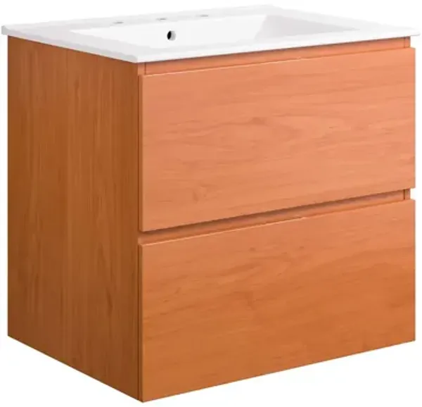 Scenic Wall-Mount Bathroom Vanity Basin Included by Modway 24" / Cherry White