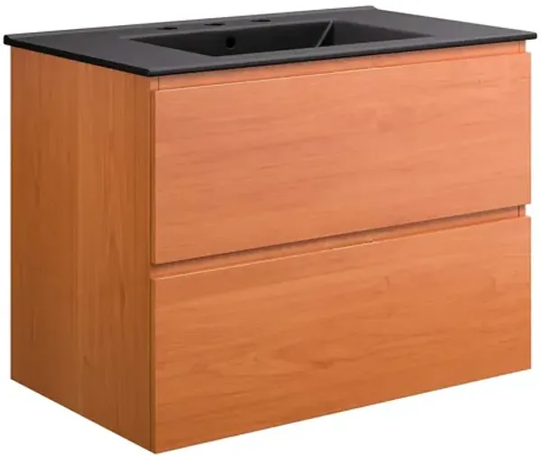 Scenic Wall-Mount Bathroom Vanity Basin Included by Modway 30" / Cherry Black