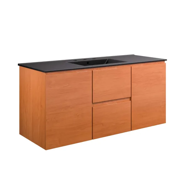 Scenic Wall-Mount Bathroom Vanity Basin Included by Modway 48" / Cherry Black